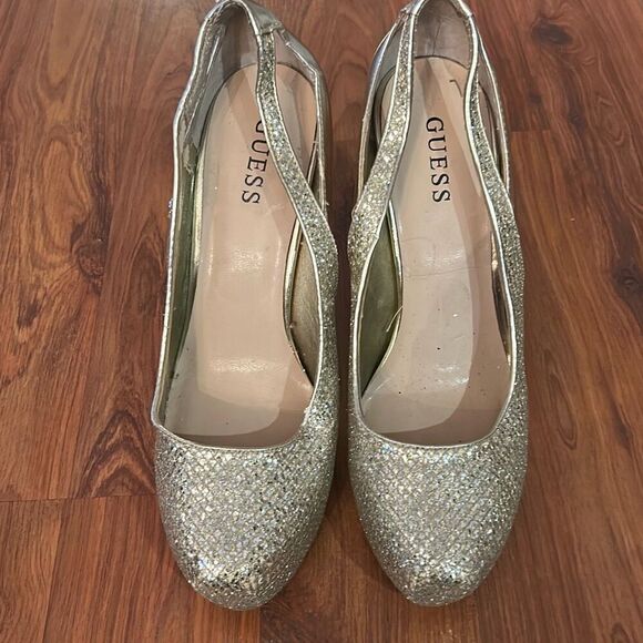 Guess gold shimmer platform heels size 10 - Picture 2 of 7